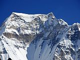 Gokyo 5 Scoundrels View 6 Gyachung Kang Close Up Gyachung Kang (7952m) close up from Scoundrel�s View north of Gokyo. The little known Gyachung Kang (7952m), just 48m short of the magic 8000m mark, is the 15th highest mountain in the world. The mountain was first climbed on April 10, 1964 by Japanese climbers Yukihiko Kato, Kiyoto Sakaizawa and Pasang Phutar Sherpa. The first ascent of the North Face of Gyachung Kang (7952m) was done in pure alpine style with Slovenians Tomaz Jakofcic and Peter Meznar reaching the summit on October 31, 1999, and Andrej Stremfelj, Marko Car, Marko Prezelj, Matic Jost on the next day.